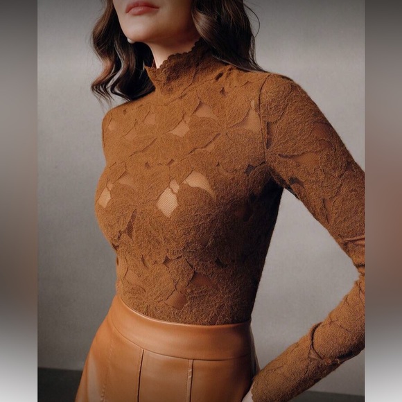 Elegant Brown Lace Women Top - Picture 7 of 8
